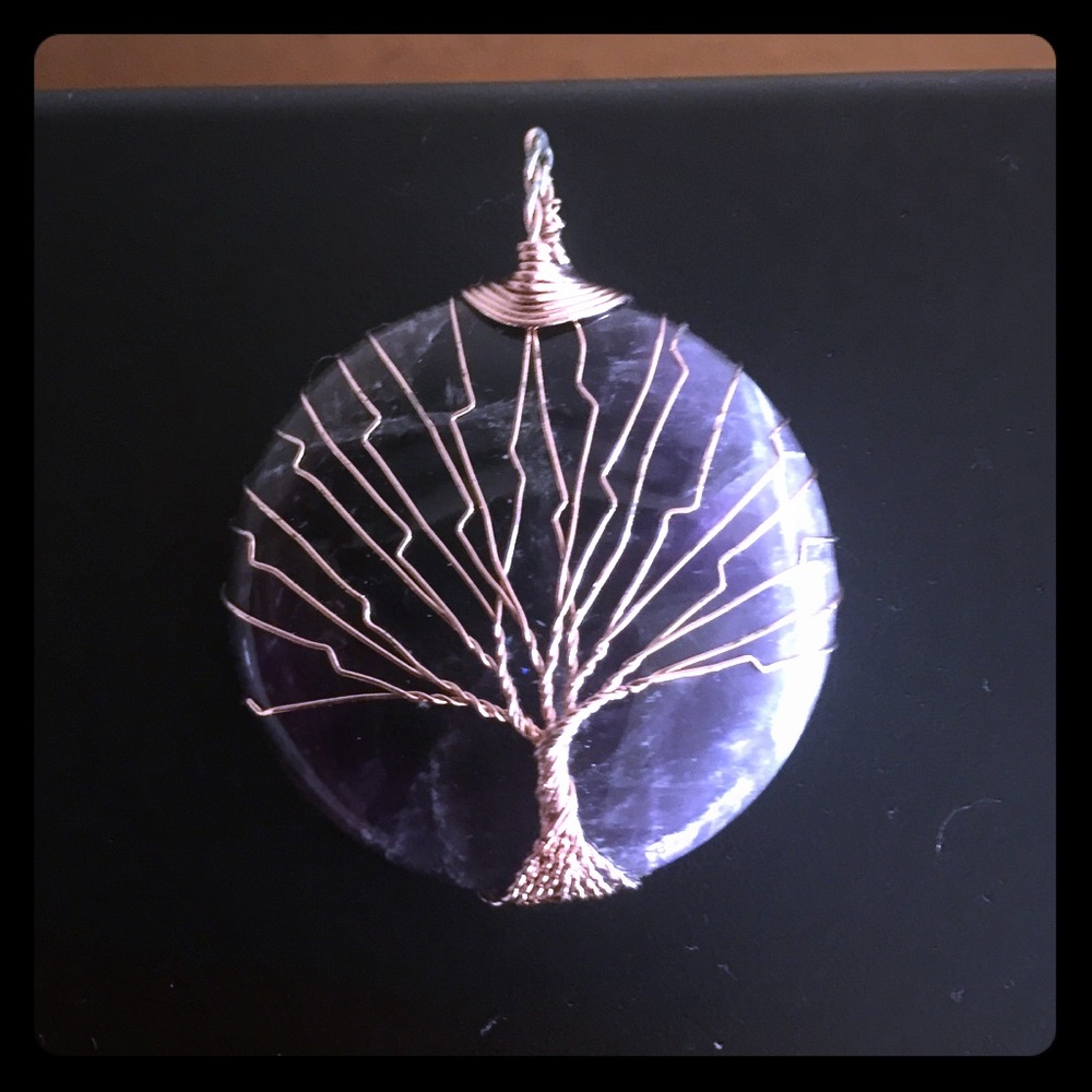 Real gemstone copper wrapped tree design